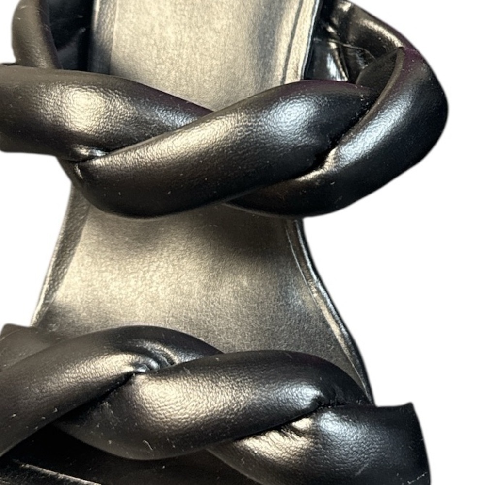 Open Edit NWT Women's Black Braided Strap Block Heel Sandals Size 5.5 - Picture 7 of 7